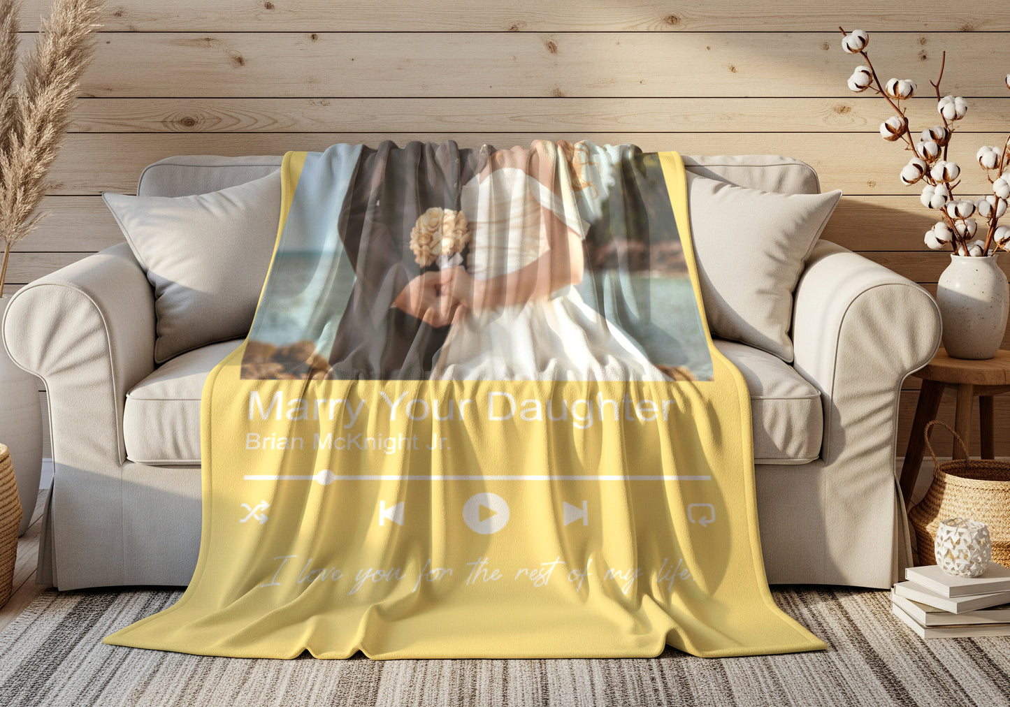 Personalized Couple Song Blanket | Custom Photo “Our Song” Music Player Throw | Anniversary Gift