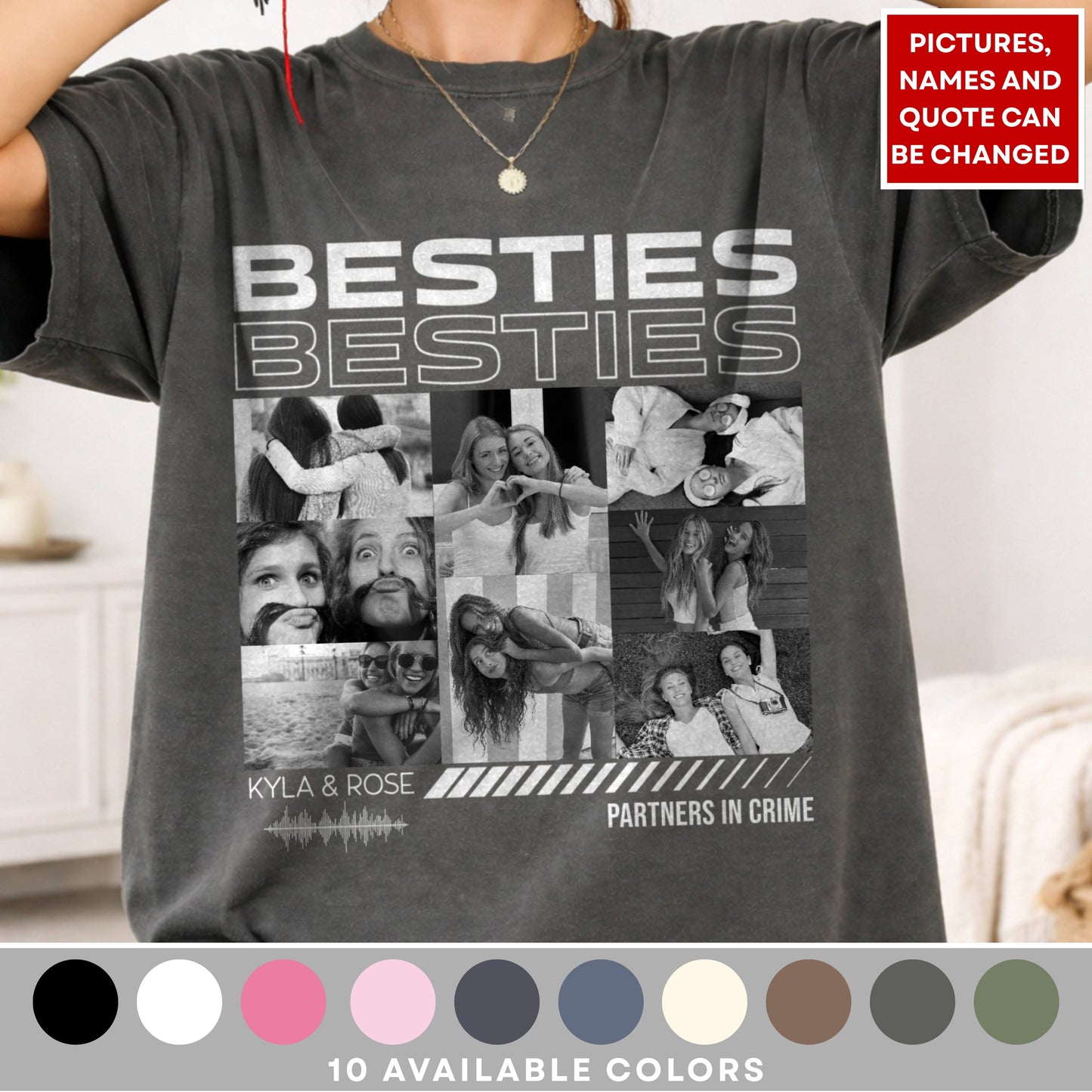 Custom Besties Photo Shirt | Personalized 90s Vintage Bootleg T-Shirt | BFF Birthday Gift