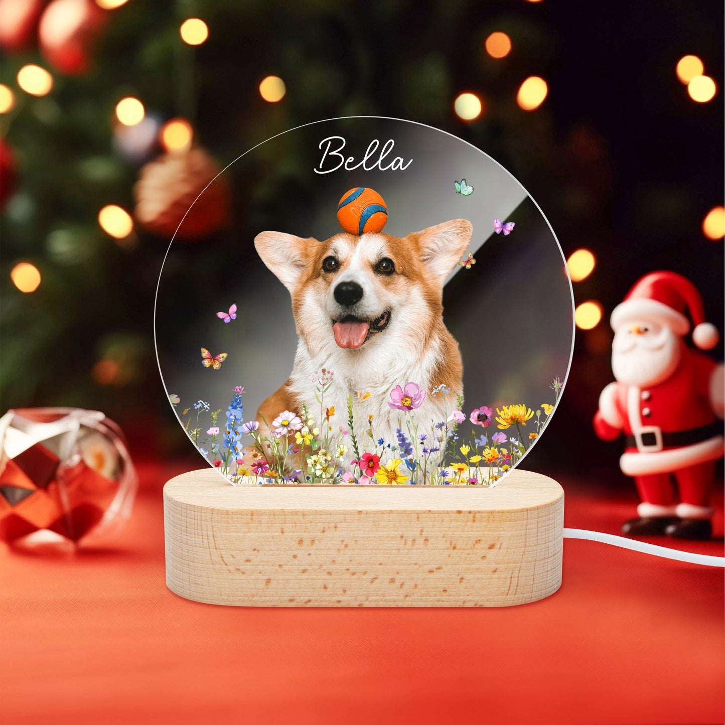 Personalized Pet Photo Memorial Night Light: Dog Cat Loss Sympathy Gift