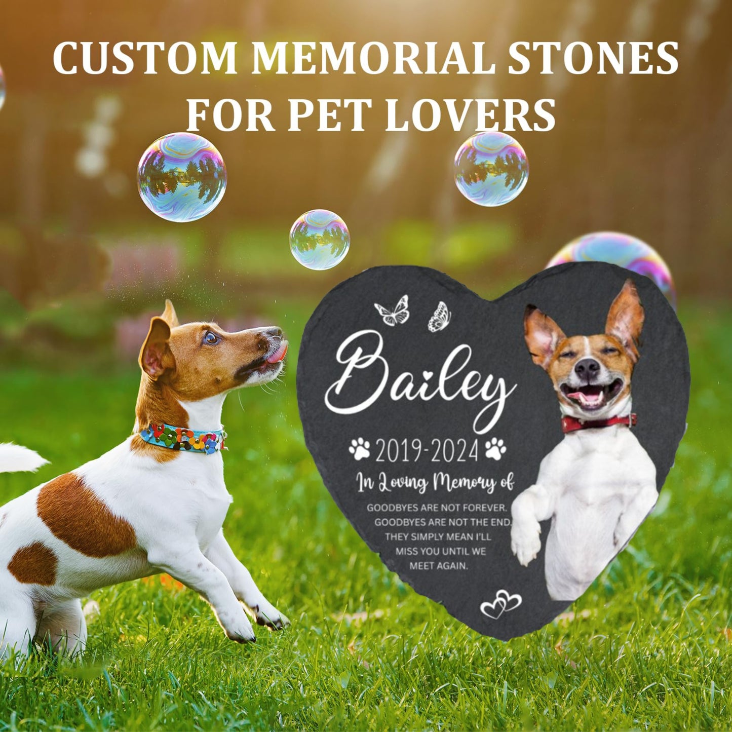 Personalized Heart-Shaped Pet Memorial Stone | Custom Photo Dog & Cat Memorial Gift