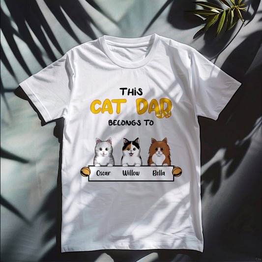 This Cat Dad belongs to - Personalized Unisex T-shirt, Hoodie, Sweatshirt - Custom Father's Day, Birthday Gift For Cat Owner & Lovers