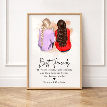 Personalized Best Friends Print | Custom Bestie Wall Art | Friendship Gift