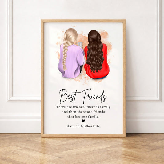 Personalized Best Friends Print | Custom Bestie Wall Art | Friendship Gift