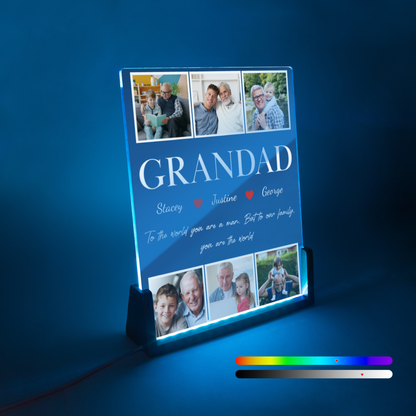 Best Grandad Ever - Custom Photo GRANDAD LED Night Light - Personalized Father's Day Gift for Dad, Papa, Grandpa, Daddy, Dada