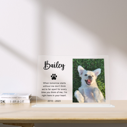 Memorial Plaque with Photo - Personalized Gifts for Pet Loss, Sympathy Gift for Cat, Dog and Any Other Animals | Custom Acrylic Plaque