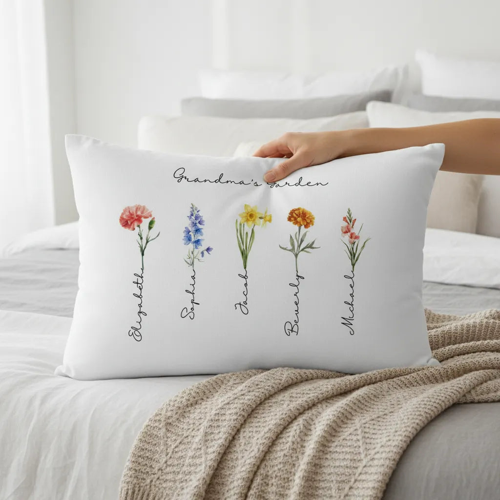 Birthmonth Flower Spun Polyester Lumbar Pillow
