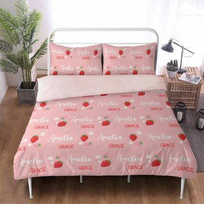 Personalized Strawberry Blanket, Custom Baby Name Blanket, Pink Girl Nursery Decor, Gift for Baby Girl, Cute Kids Blanket, Toddler Blanket