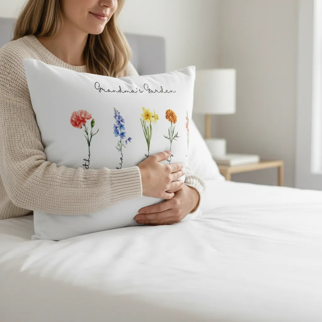 Birthmonth Flower Spun Polyester Lumbar Pillow