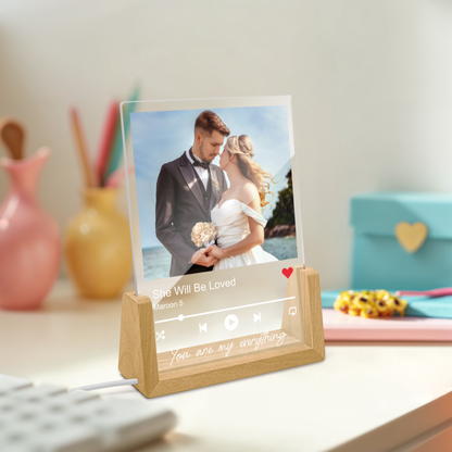 Custom Song Plaque - Photo Night Light Plaque with Code and Text Couple Valentines Day