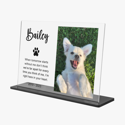 Memorial Plaque with Photo - Personalized Gifts for Pet Loss, Sympathy Gift for Cat, Dog and Any Other Animals | Custom Acrylic Plaque
