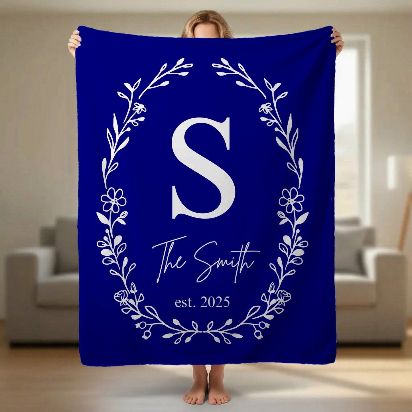Custom Family Name Blanket, Last Name Initials Blanket, Wedding Anniversary Gift