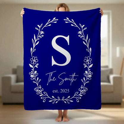 Custom Family Name Blanket, Last Name Initials Blanket, Wedding Anniversary Gift