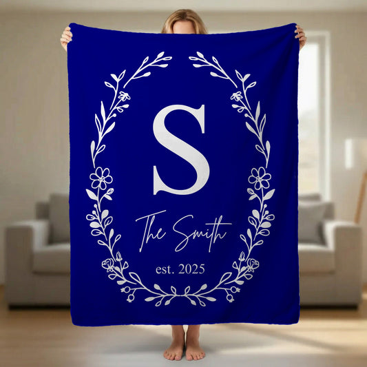 Custom Family Name Blanket, Last Name Initials Blanket, Wedding Anniversary Gift