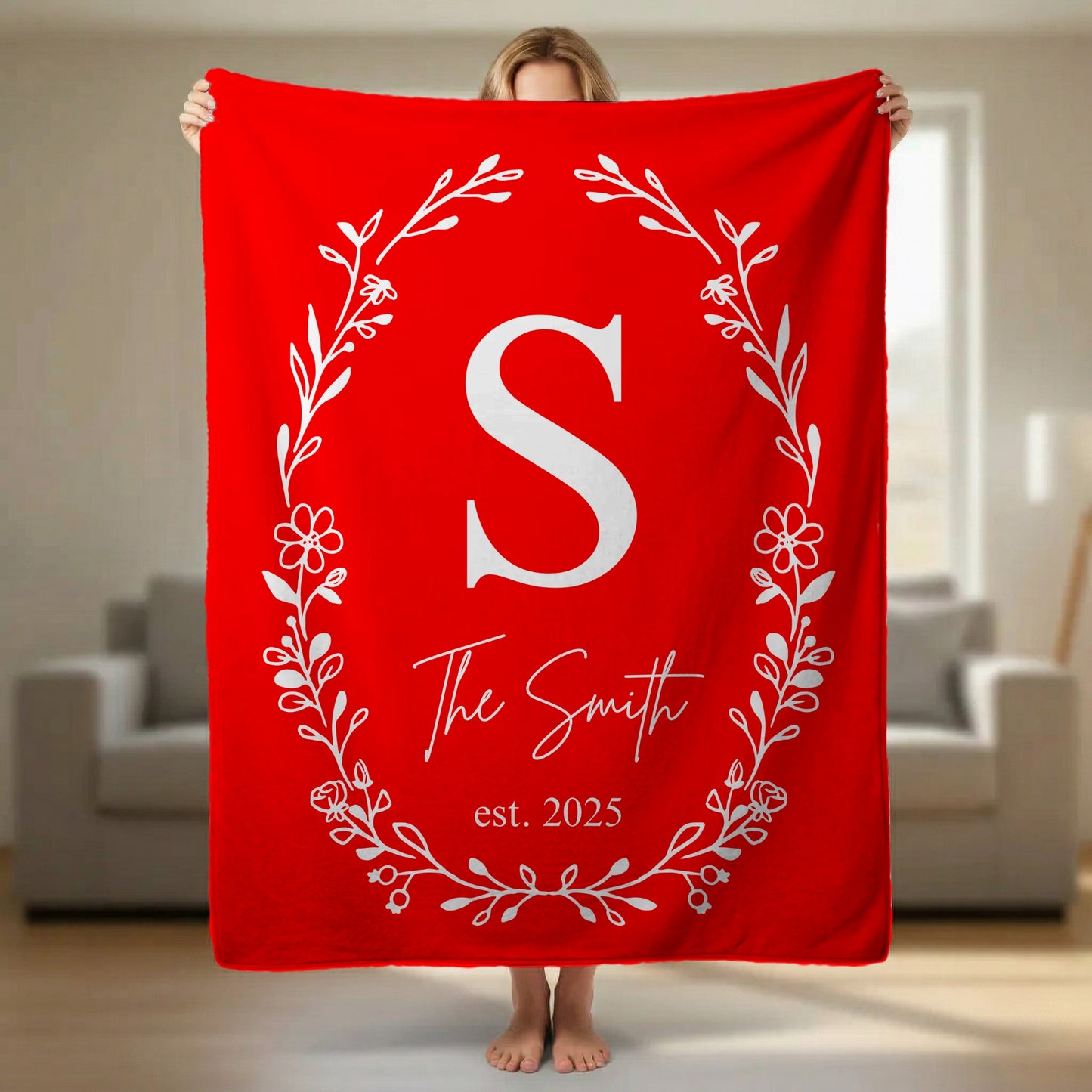 Custom Family Name Blanket, Last Name Initials Blanket, Wedding Anniversary Gift