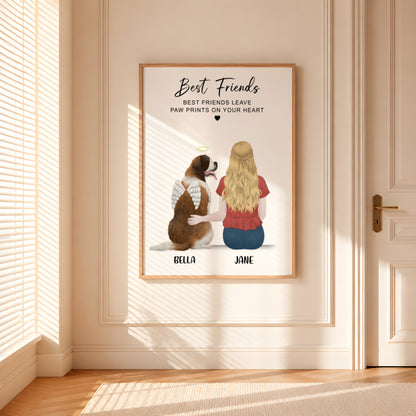 Personalized Pet & Owner Print | Custom Pet Portrait Wall Art | Gift for Dog Mom & Dad