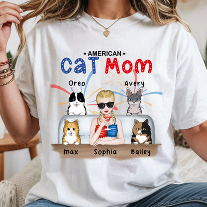 American Cat Mom Shirt - Independence Day Tees 4th of July