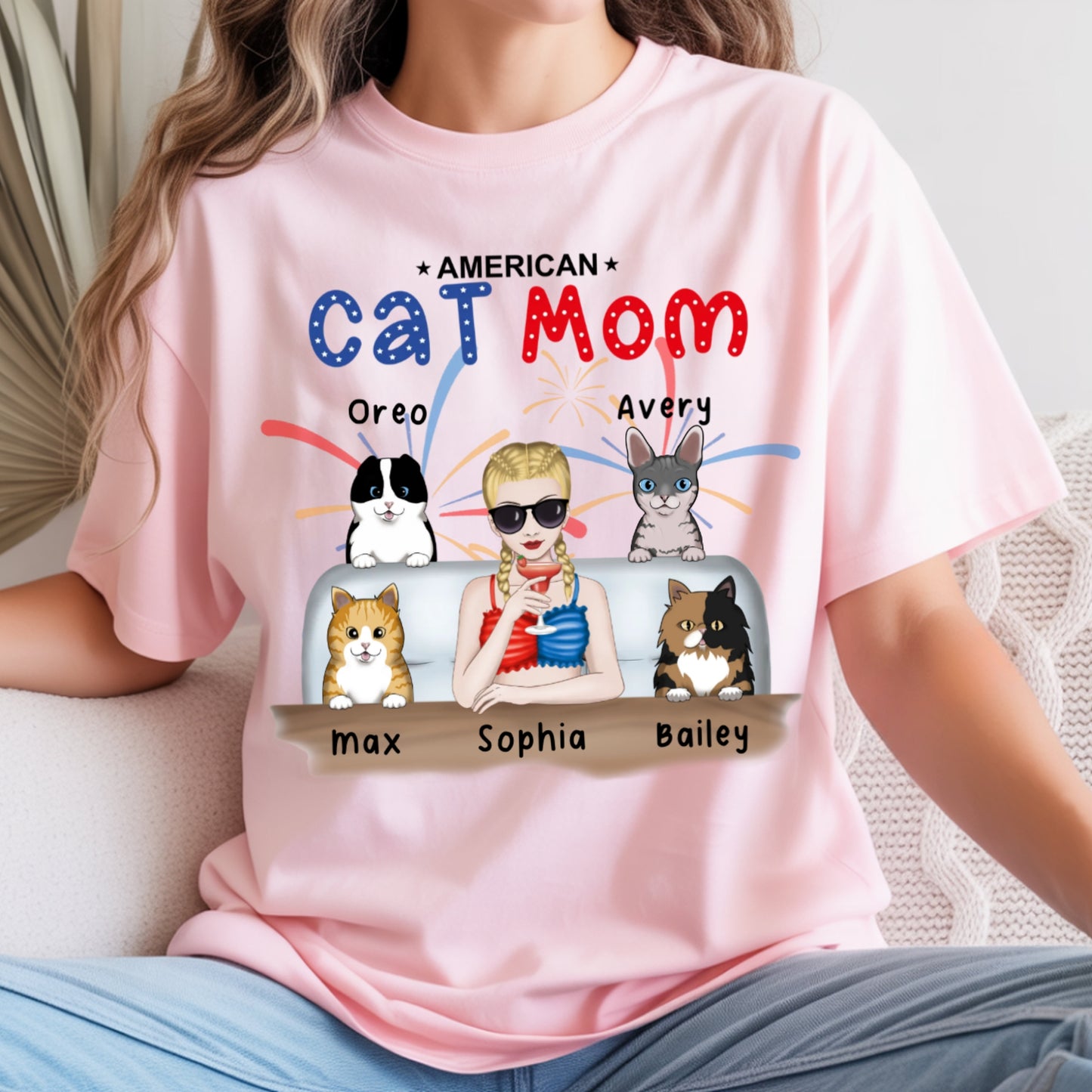 American Cat Mom Shirt - Independence Day Tees 4th of July