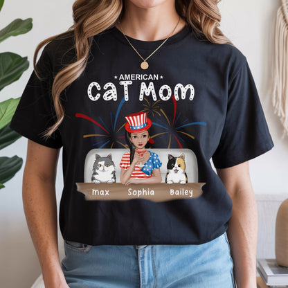 American Cat Mom Shirt - Independence Day Tees 4th of July