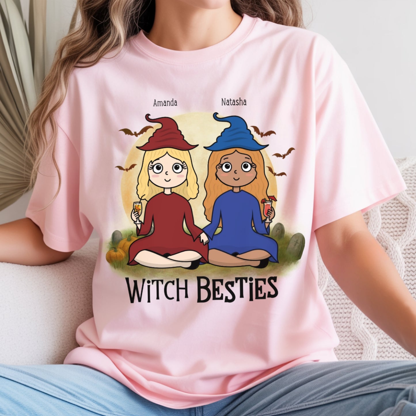 Personalized Bestie Witch Shirt | Custom Matching Halloween T-Shirt for Friends