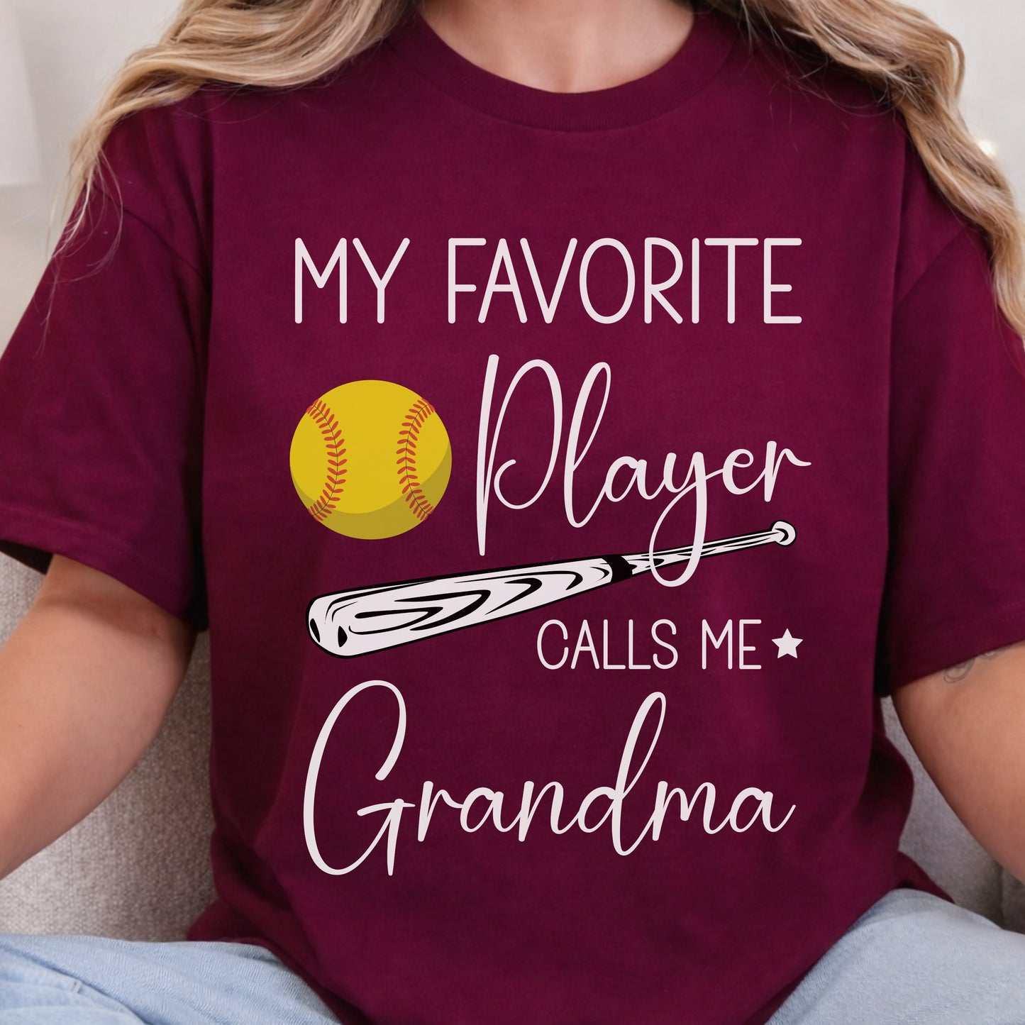My Favorite Player Calls Me Grandma - Personalized Custom T Shirt - Birthday, Loving, Funny Gift for Grandma/Nana/Mimi, Mom, Wife, Grandparent