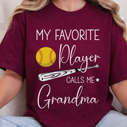 My Favorite Player Calls Me Grandma - Personalized Custom T Shirt - Birthday, Loving, Funny Gift for Grandma/Nana/Mimi, Mom, Wife, Grandparent