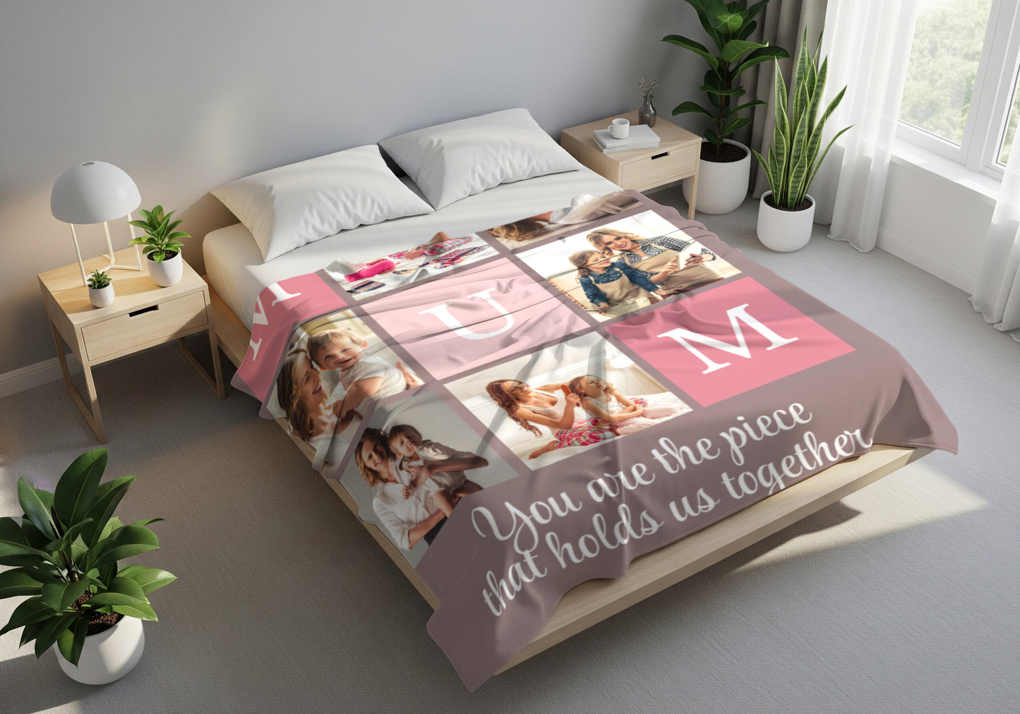Personalized Mom Photo Blanket | Custom “You Are the Piece That Holds Us Together” Gift for Mom