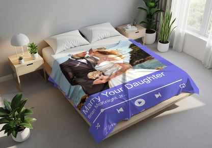 Personalized Couple Song Blanket | Custom Photo “Our Song” Music Player Throw | Anniversary Gift