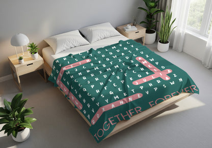 Custom Family Name Puzzle Blanket | Personalized Word Game Throw | Family Gift