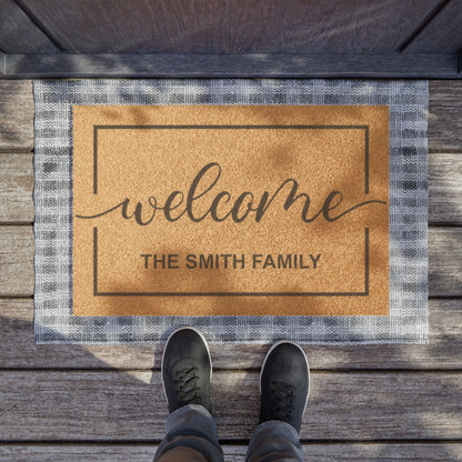 Personalized Family Name Coir Welcome Doormat | Custom Front Door Mat | Housewarming Gift