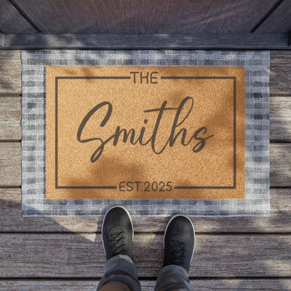 Custom Family Name Coir Welcome Doormat | Personalized Front Door Mat