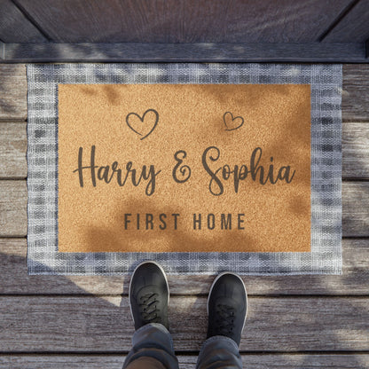 Personalized Front Door Doormat | Custom Printed Mat | First Home Couple Gift