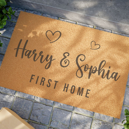 Personalized Front Door Doormat | Custom Printed Mat | First Home Couple Gift