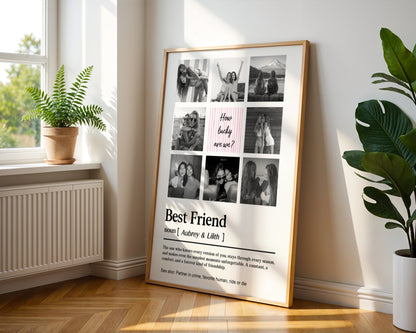How Lucky Are We Personalized Photo Collage Template | Best Friend Canva Wall Art | Digital Download