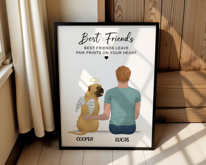 Personalized Pet & Owner Print | Custom Pet Portrait Wall Art | Gift for Dog Mom & Dad