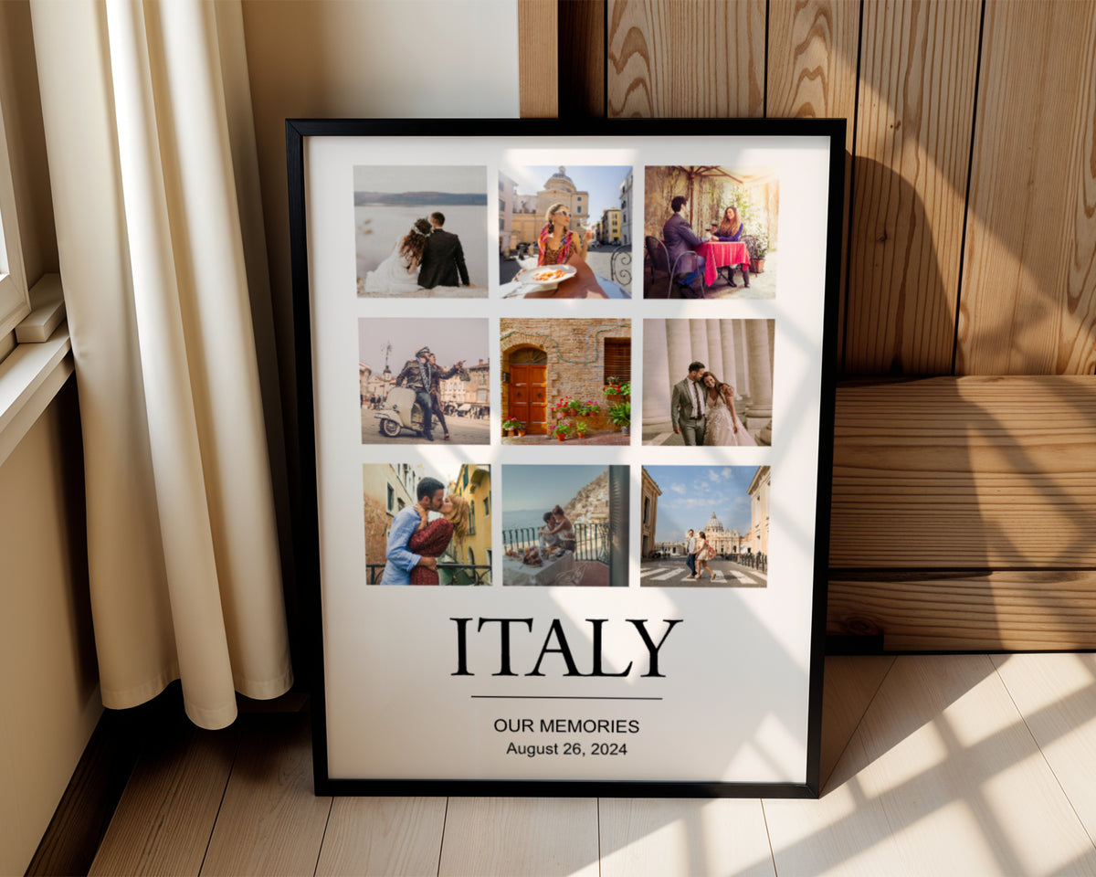 Personalized Travel Photo Collage Print | Custom Holiday Memory Wall Art | Travel Gift