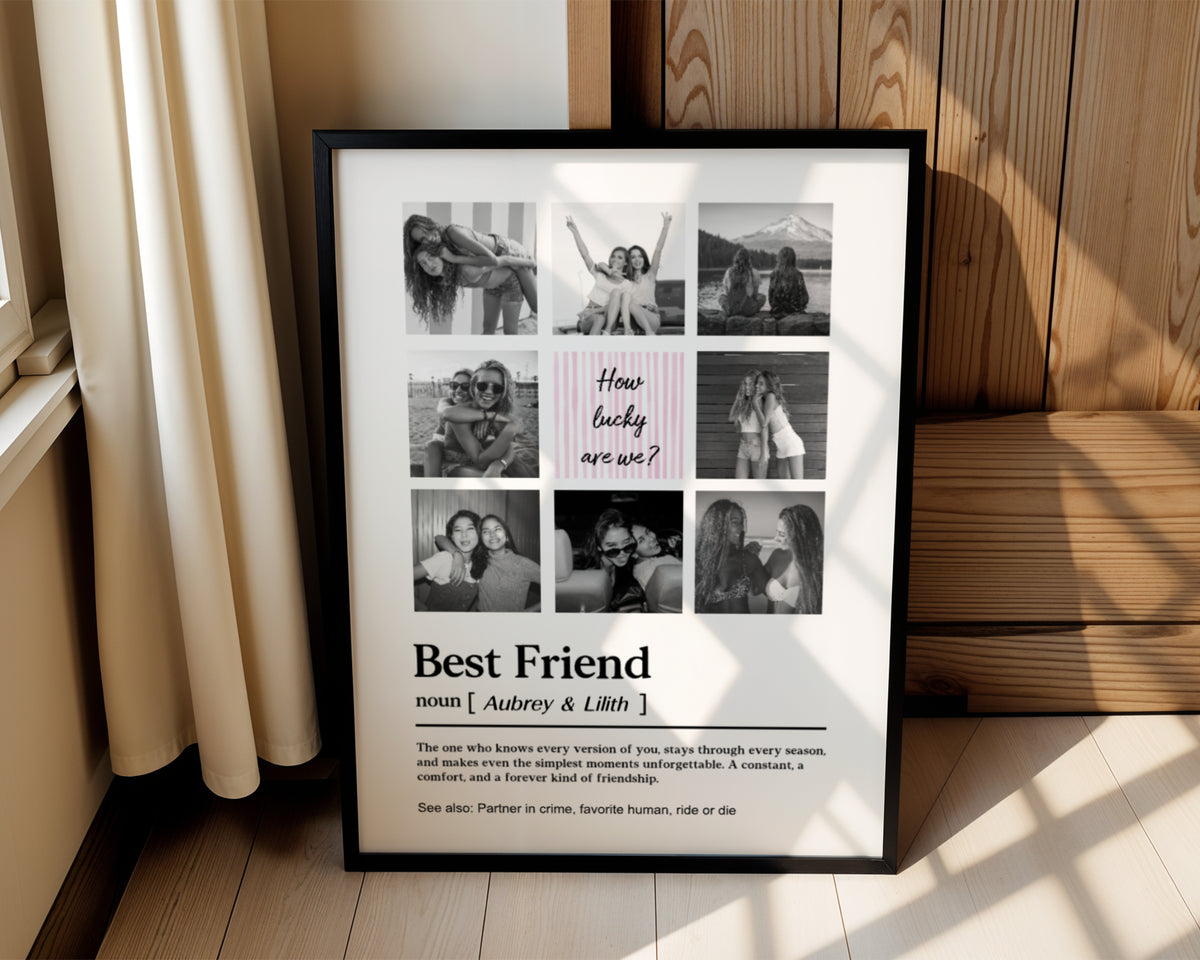 How Lucky Are We Personalized Photo Collage Template | Best Friend Canva Wall Art | Digital Download