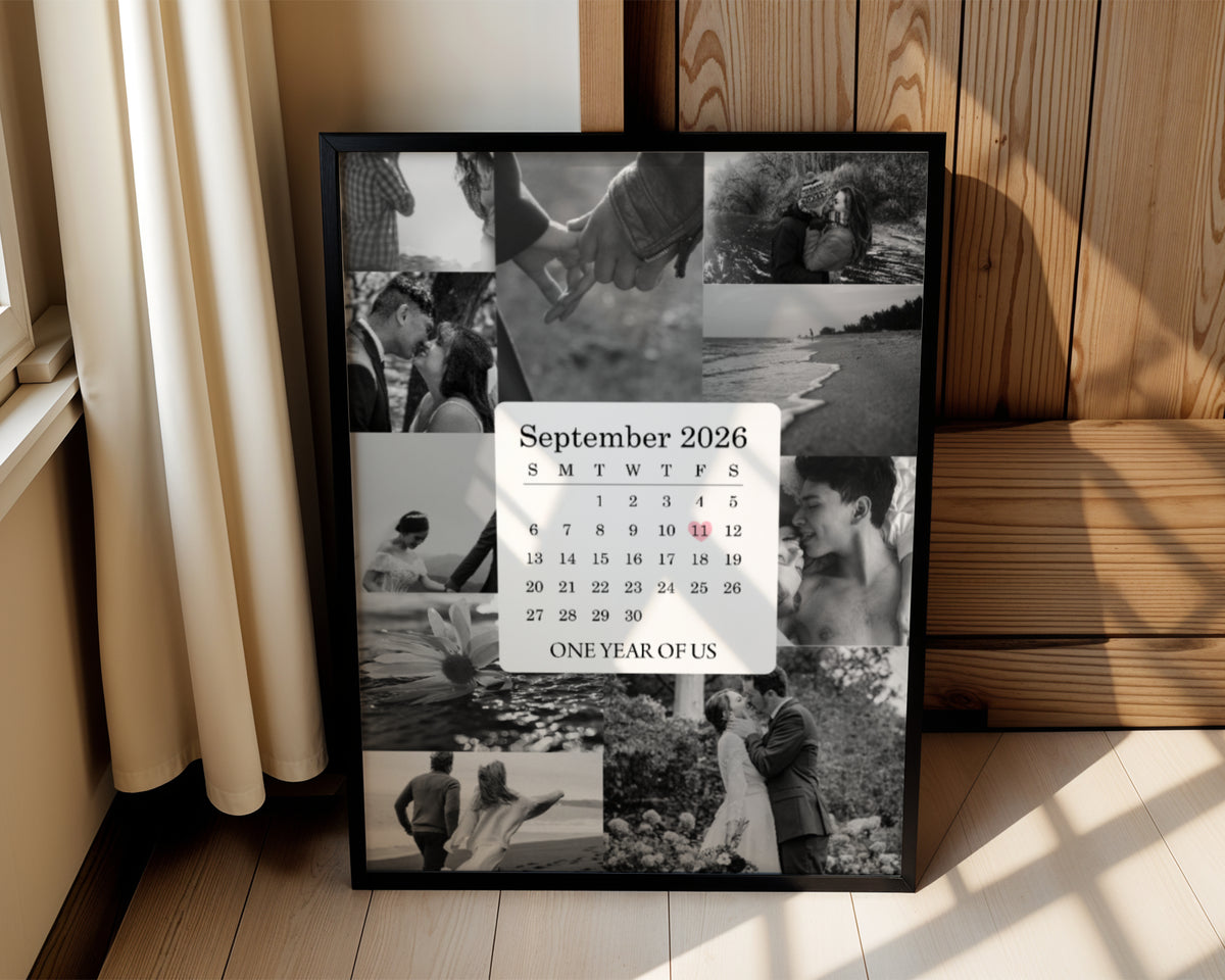 Editable Photo Collage Calendar Canva Template | Anniversary Gift for Boyfriend | Digital Download