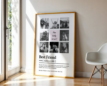 How Lucky Are We Personalized Photo Collage Template | Best Friend Canva Wall Art | Digital Download