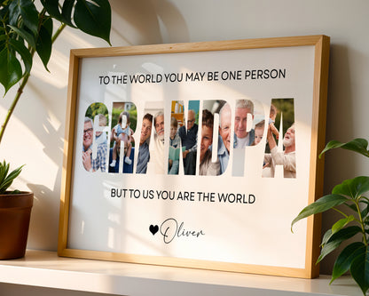 Custom Photo Grandpa Photo Collage - Personalized Poster/Canvas Prints - Father's Day Gift For Grandpa