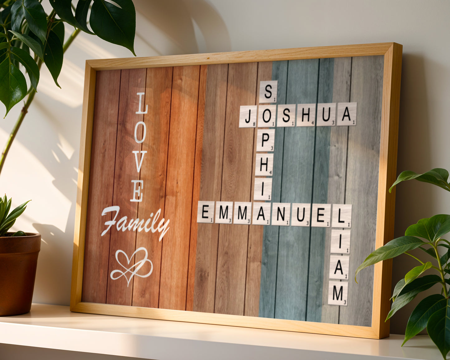 Family Crossword Art - Created In A Moment, Treasured Forever - Personalized Poster/Canvas Prints - Gift For Family Members, Mom and Dad