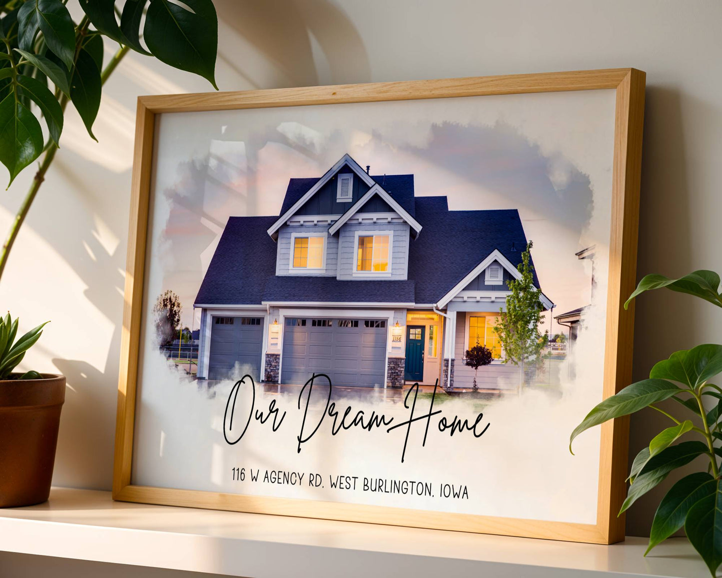 Custom Photo Watercolor House - Personalized Poster/Canvas Prints - Gift For Family, Housewarming Gift, Childhood Home