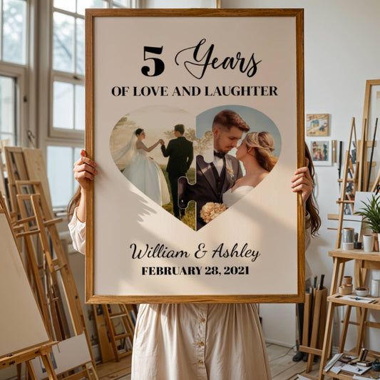 Custom Photo Years Of Love And Laughter Couple - Personalized Poster/Canvas Prints - Gift For Her/Him, Husband/Wife, Couples on Anniversary, Valentine's Day