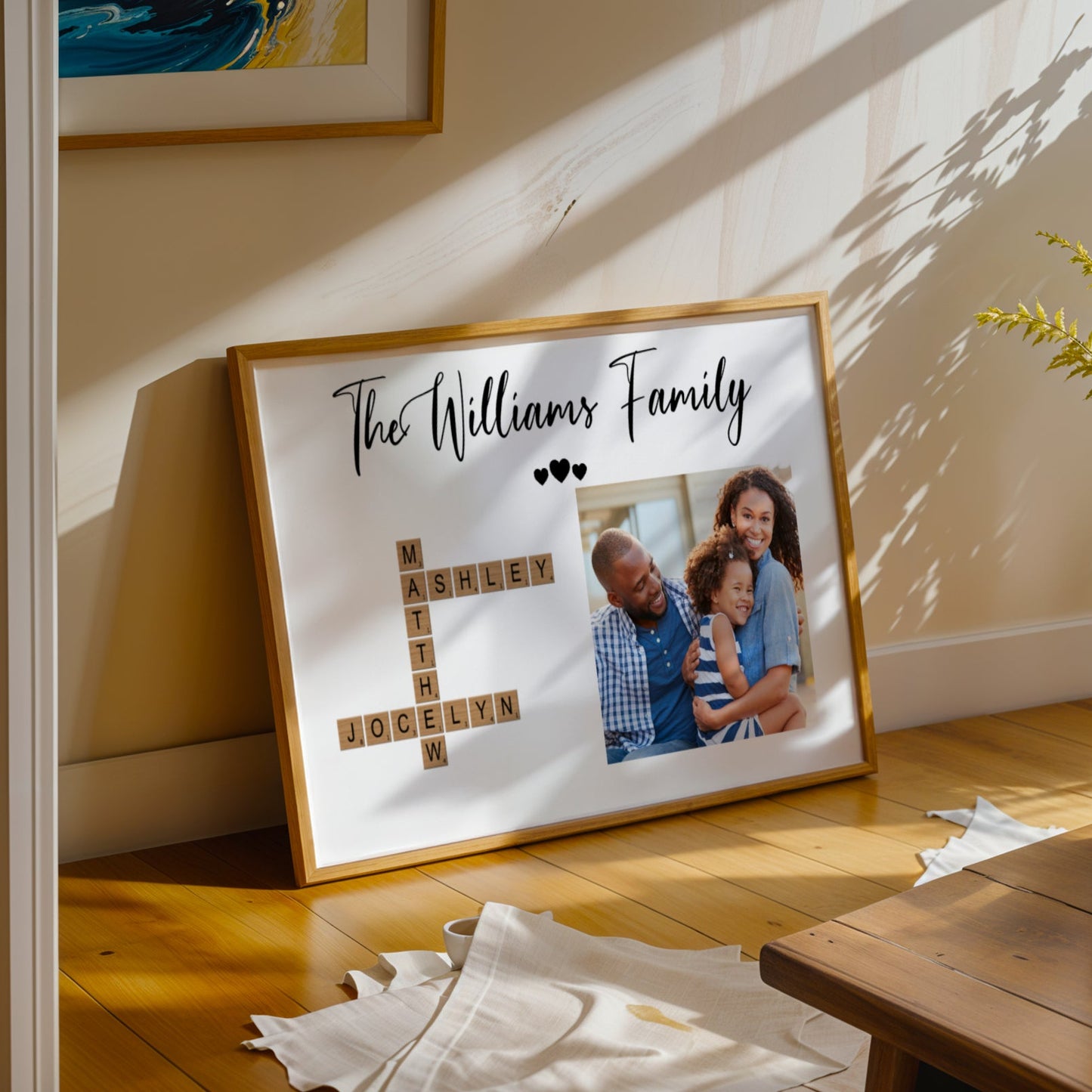 Personalized Family Crossword Photo Poster | Custom Make Your Own Family Wall Art Gift