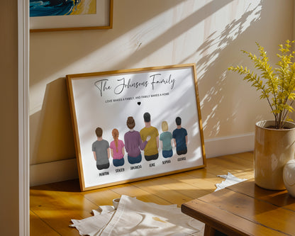 Personalized Family Portrait Print | Custom Family Wall Art | Gift for Mom & Dad