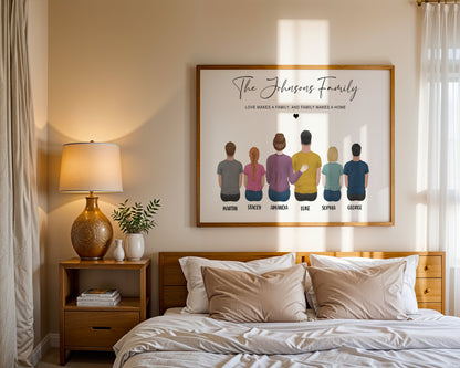 Personalized Family Portrait Print | Custom Family Wall Art | Gift for Mom & Dad