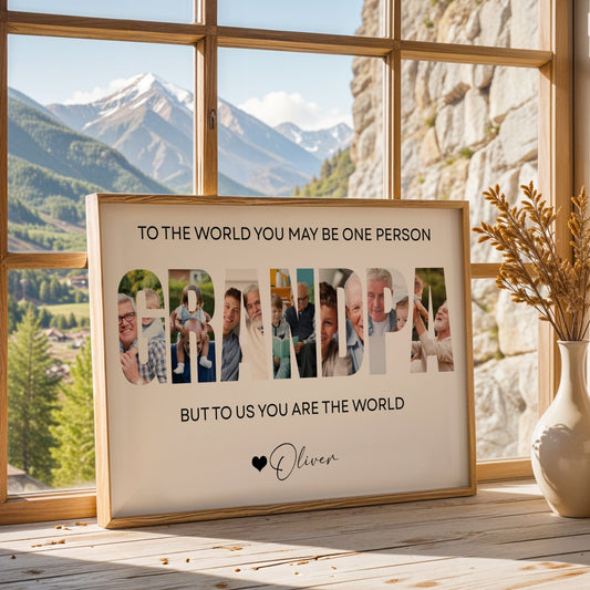 Custom Photo Grandpa Photo Collage - Personalized Poster/Canvas Prints - Father's Day Gift For Grandpa