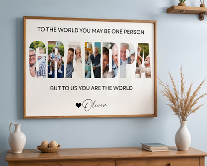 Custom Photo Grandpa Photo Collage - Personalized Poster/Canvas Prints - Father's Day Gift For Grandpa