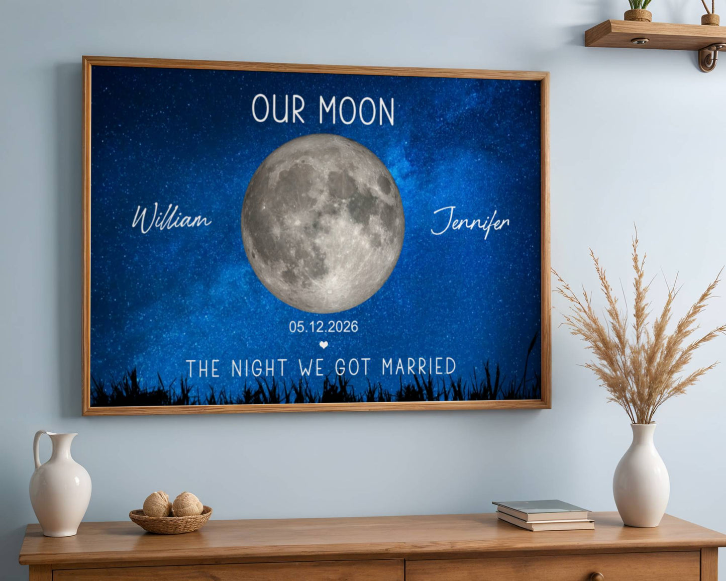 Couple's Anniversary Moon Phase Canvas: Custom "The Beginning of Our Forever" Wall Art - Personalized Wedding or Valentine's Day Gift