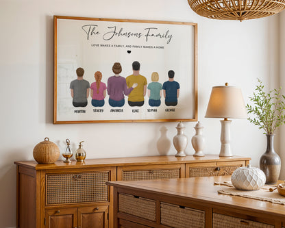 Personalized Family Portrait Print | Custom Family Wall Art | Gift for Mom & Dad