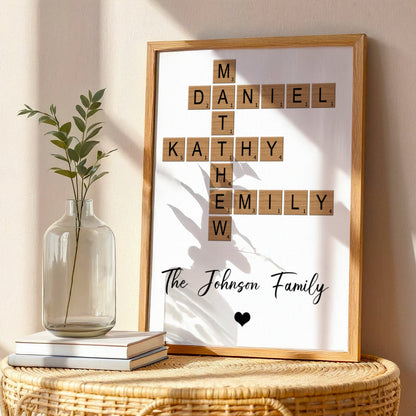Family Crossword Art - Custom Family Name Personalized Poster/Canvas Print